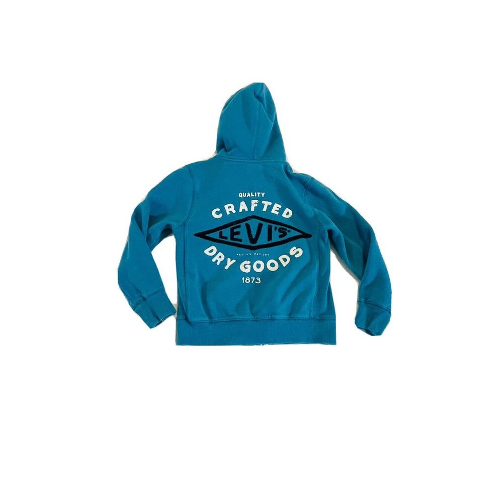 Levi's Boys Blue Zip Up Lined Hoodie S Turquoise Blue Youth Sweatshirt - Picture 5 of 13